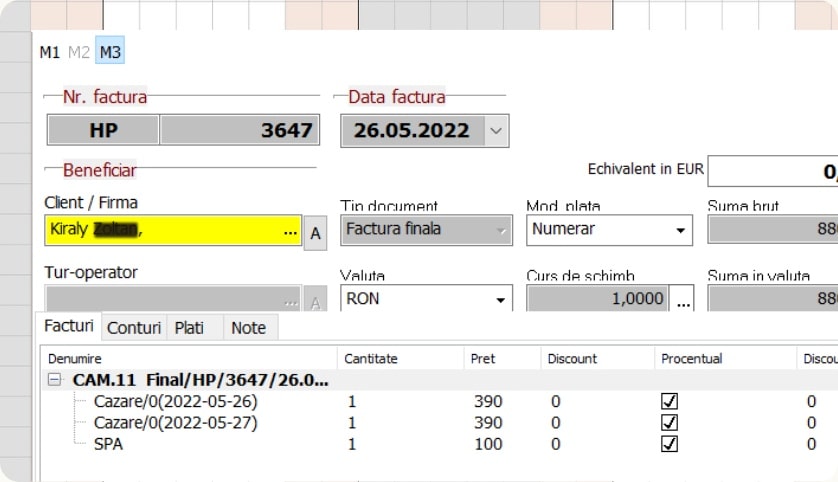 facturare soft hotelier, costul serviciilor suplimentare