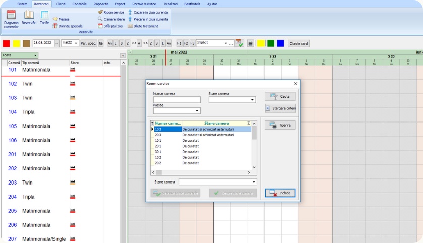 rapoarte, soft hotelier, starea de menaj a camerelor